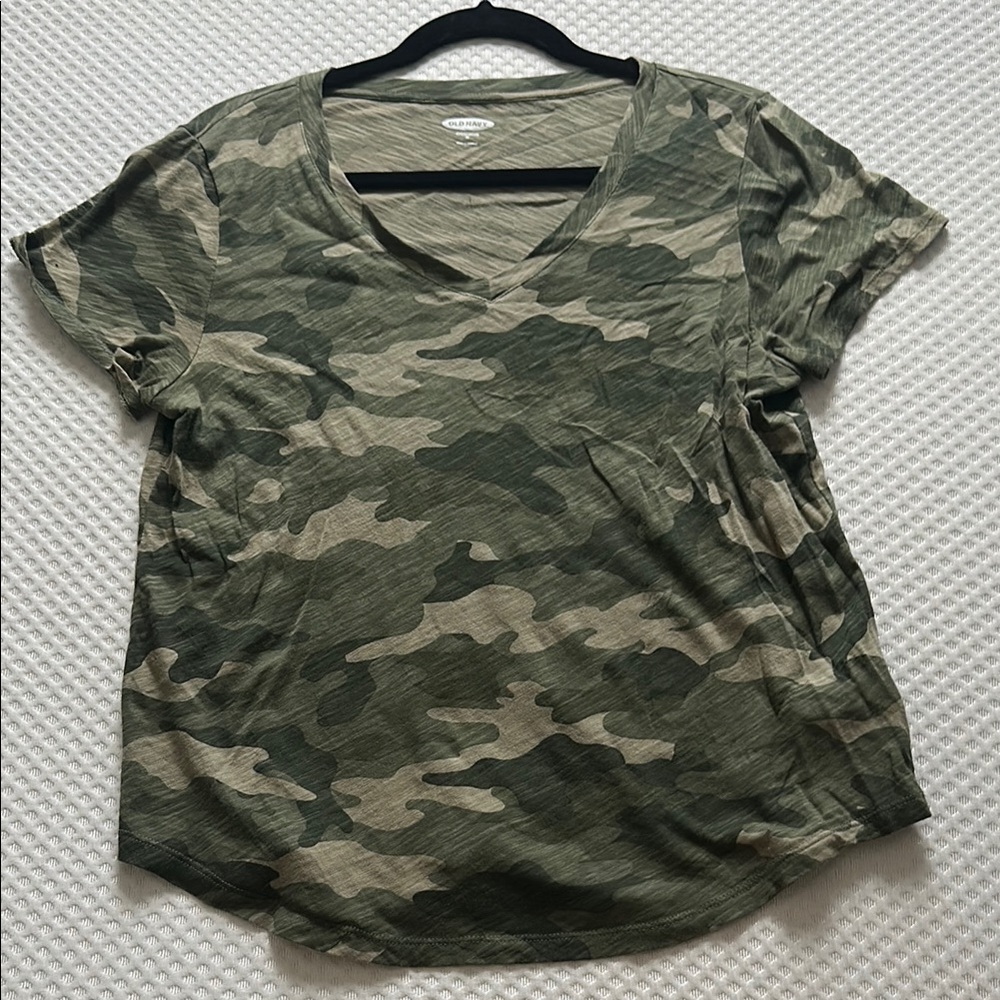 Camo V-Neck Women's Top